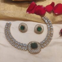 Artisanal Trendsetting emerald with ad stone choker necklace