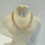 Glamorous Pink Stone Trangular Necklace