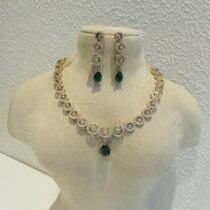 Lustrous Round Green AD Stone Necklace
