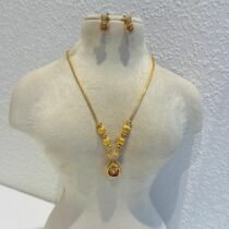 Radiant Ruby Stone Golden Chain