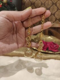 Radiant Green Ruby Stone long Jhumka