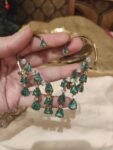 Lustrous Droplet Mint Stone Jhumka