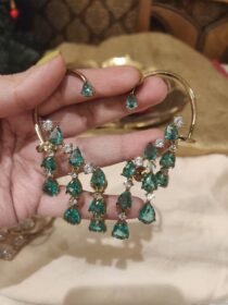 Lustrous Droplet Mint Stone Jhumka
