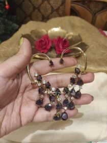 Lustrous Droplet Purple Stone Jhumka