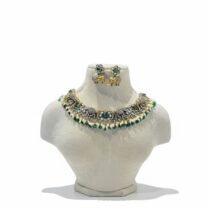 Enchanting Antique Finish Elephant Green Choker With rise pearl Stone