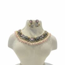 Enchanting Antique Finish Elephant Pink Choker With rise pearl Stone