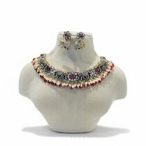 Enchanting Antique Finish Elephant Red Choker With rise pearl Stone