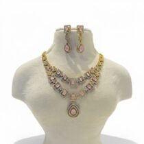Captivating 2 Layer Pink AD Stone Necklace