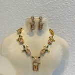 Radiant Pink AD Stone Peacock Necklace