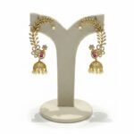 Artisanal Leafy Ruby Stone Jhumka