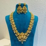 Sought Temple Peacock Long Necklace With white Pealrs