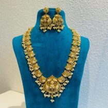 Sought Temple Peacock Long Necklace With white Pealrs