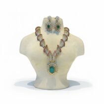 Refined CZ Floral Mint Stone Necklace