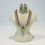 Dazzling Ruby Stone Long Necklace With Mint AD Stone