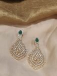 Designer AD Teardrop Earrings with Green and Ruby Stone