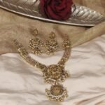 Sparkling Lakshmi Necklace With Golden White Beads