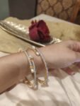 Glamorous White Moti AD Stone Bangles Set of 2