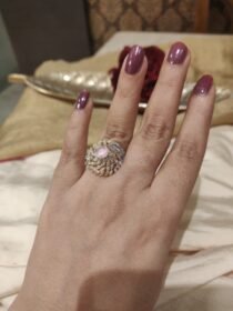 Lustrous Pink Stone AD Ring