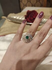 Lustrous Green Stone AD Ring
