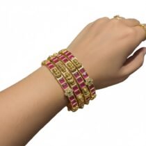 Enchanting Ruby Stone Temple Bangles Set of 4