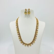 Opulent Red Floral Mango leaf Long Necklace