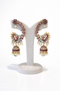 Elegant Ruby Stone Peacock Earring