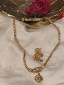 Sparkling Floral Ruby Stone Golden Chain