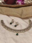 Radiant Crystal AD Stone Choker With Green Stone