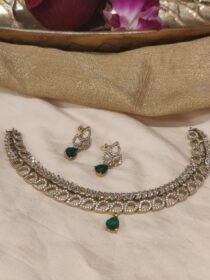 Radiant Crystal AD Stone Choker With Green Stone