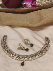 Radiant Crystal AD Stone Choker With Purple Stone