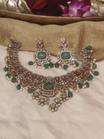 Whimisical Droplet Green AD Stone Choker