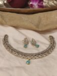 Radiant Crystal AD Stone Choker With Mint Stone