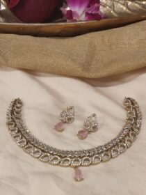 Radiant Crystal AD Stone Choker With Pink Stone