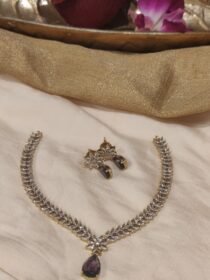 Timeless Crytsal AD Floral Purple Stone Necklace