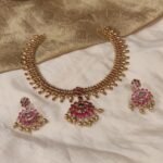 Poised Ruby Stone Golden Necklace