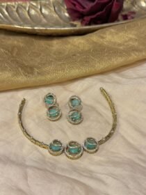 Rare Golden Pipe Necklace with Mint AD Stone