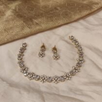 Precious Floral Crystal AD Stone Shot Necklace