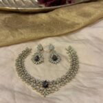 Radiant Crystal AD Stone Leafy Neckalce with Purple Stone