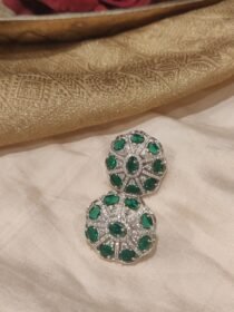 Ornate  CZ Green  Stone Floral Earrings