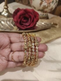 Captivating Crystal Stone Temple Bangle set of 4