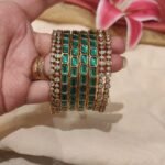 Glamorous Green Crystal Bangles Combo