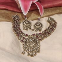 Lustrous Ruby Stone 3 Layer Necklace