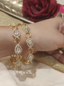 Opulent Golden Cystal Stone Bangles Set of 2