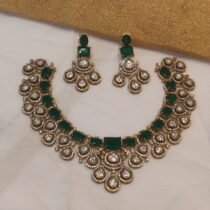 Radiant Crystal Stone Droplet Choker With Green AD Stone