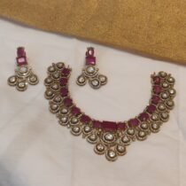 Radiant Crystal Stone Droplet Choker With Ruby AD Stone