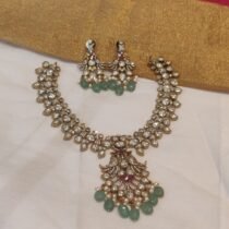 Radiant Crystal Kundan Stone  Peacock Necklace