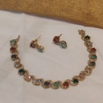 Exquisite Multicolour AD Stone Short Necklace