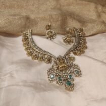 Divine Lakshami Droplet Necklace With Mint AD Stone