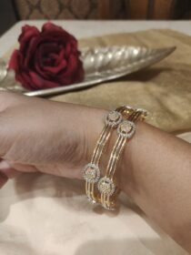 Elegant Floral Golden Bangles Set of 2