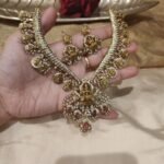 Divine Lakshami Droplet Necklace With Ruby AD Stone